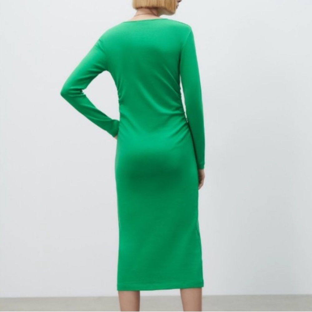 ZARA Gathered Midi Dress BNWT - Picture 2 of 3